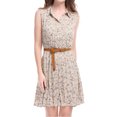thumbnail image 4 of Vestido Sin Mangas Allegra K Rosa XS Con Cinturón Estampado, 4 of 7