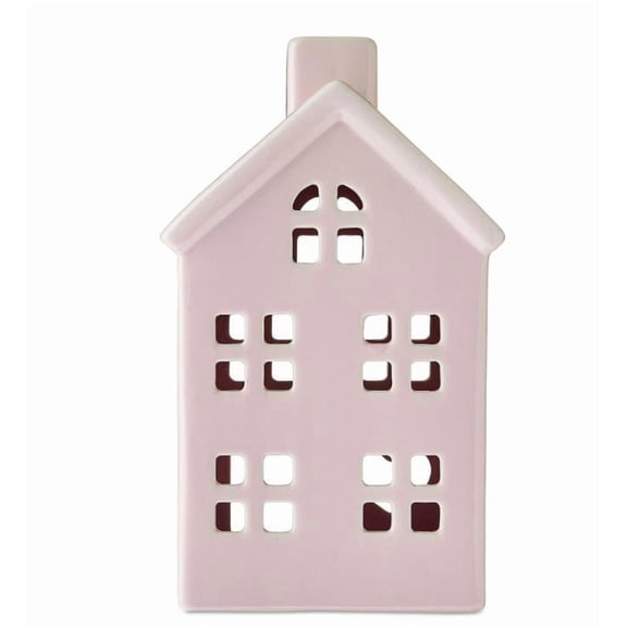 Romantic Valentine’s Day Ceramic House Tabletop Decor with Heart & Window Cutouts, Glossy Finish for Festive Displays, Perfect for Mantels & Celebrations