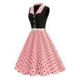 thumbnail image 4 of Gamivast Dresses for Women Polka Dot 1950S Retro Lapel Collar Sleeveless Dress Midi Dresses with Belt Vintage Style Cocktail Party Swing Dress for Wedding Guest, 4 of 6