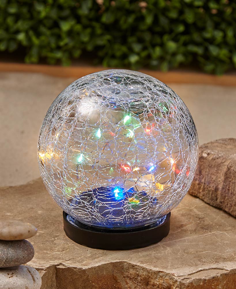Solar Crackle Glass Garden Globes (Small Multicolor)