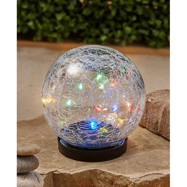 Solar Crackle Glass Garden Globes (Small Multicolor)