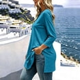 thumbnail image 4 of Qgtaibl Long Sleeve V Neck Tunic Tops for Women Solid Color Loose Fit Long Tee Shirts for Fall Going Out Sky Blue XL, 4 of 5