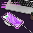 thumbnail image 4 of Meshine for iPhone 11 Case,Three Layer Heavy Duty Shockproof Protection Hard Plastic Bumper +Soft Silicone Rubber Protective Case for Apple iPhone 11 6.1 inch,Deep Purple Flower, 4 of 6