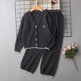 thumbnail image 4 of BXJX Girls Knit Outfit Sets, Button Down V Neck 2 PC Long Sleeve Cardigans & Wide Leg Pants Sets Dark Gray Size 12-13 T, 4 of 9