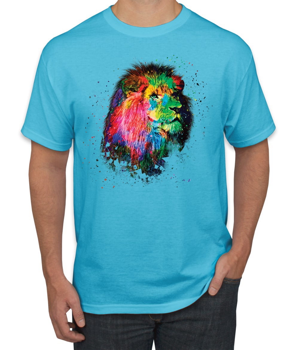 Lion Paint Art Splatter Abstract Art Animal Lover Men's Graphic T-Shirt,  Light Turquoise, 5XL - Walmart.com
