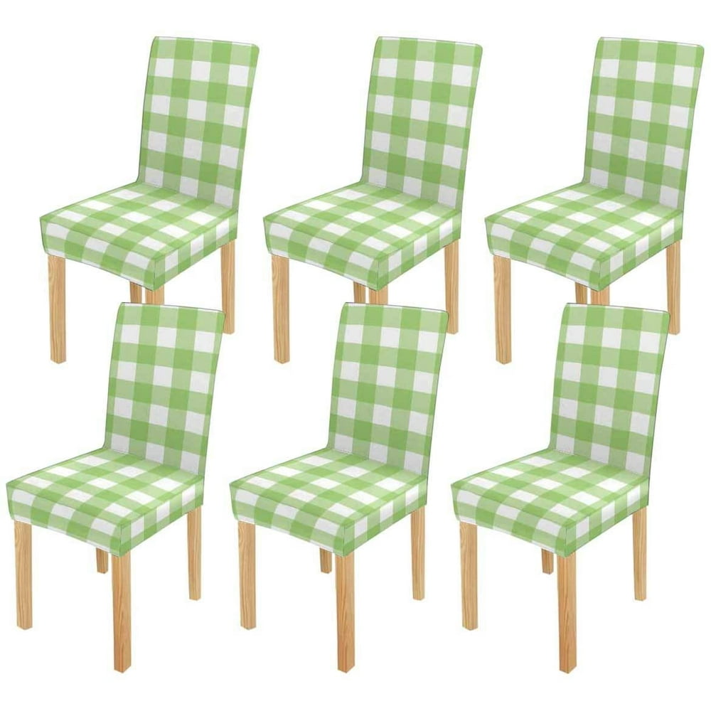 ZHANZZK Gingham Lime Green Check Stretch Chair Cover Protector Seat