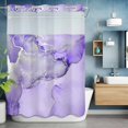 thumbnail image 6 of No Hook Shower Curtains with Snap-in Liner Set, Purple Marble Waterproof Hotel Bathroom Shower Curtain, Modern Abstract Waves Silvery Farmhouse Breathable Mesh Top Window Bath Curtains 60''x72'', 6 of 9
