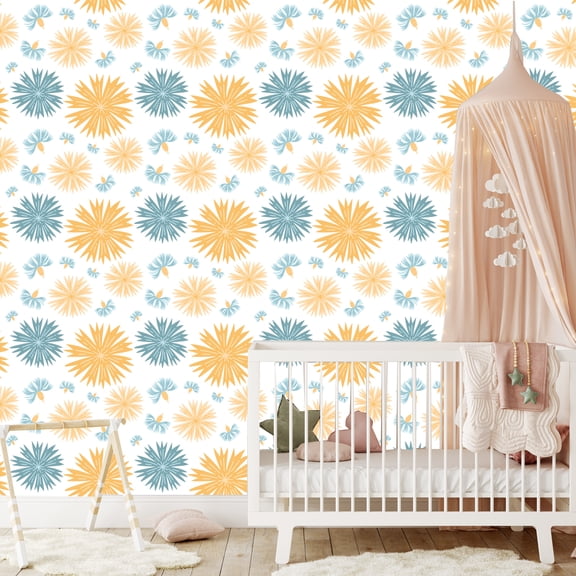MuralsPrint Sunrise Floral Petals Wallpaper, Peel and Stick Floral Wallpaper 10'L x 24''W