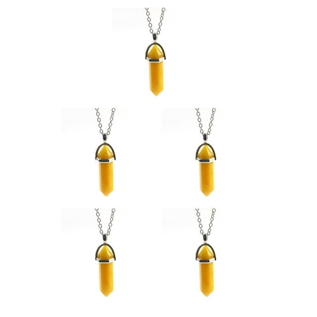 QualitChoice Hexagon Column Charm Exquisite Women Men Making Findings Handmade Anniversary Hanging Pendants Colorful Crystal Yellow 5Set