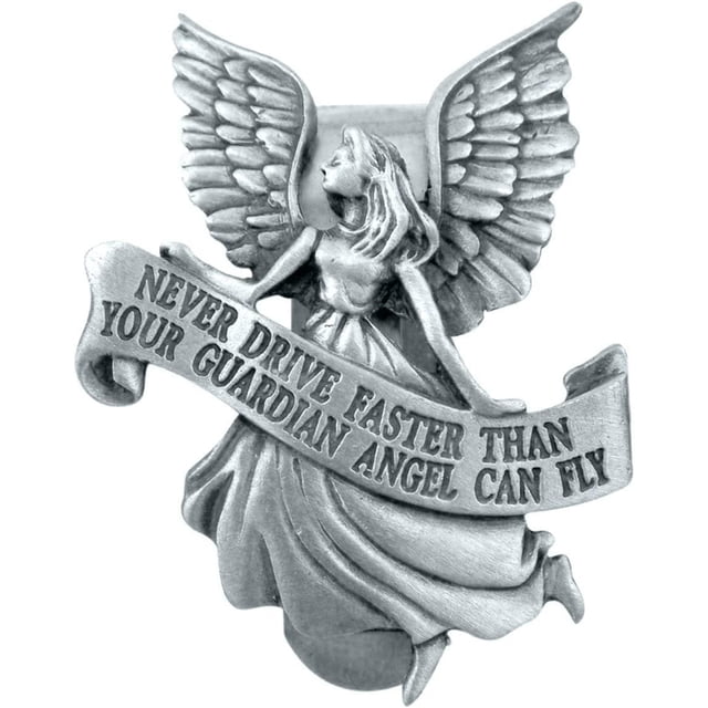 DmStore Pewter Never Drive Faster Than Your Angel Can Fly Visor Clip, 2 Inches Silver