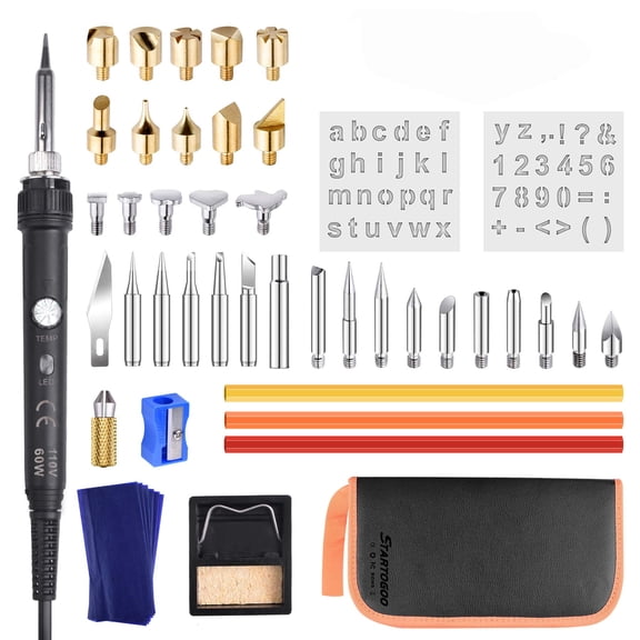 STARTOGOO Wood Burning Kit, Adjustable Temperature Pyrography Pen Set, 48-Piece Professional Wood Burning Tool Kit for Embossing, Carving & DIY Crafts