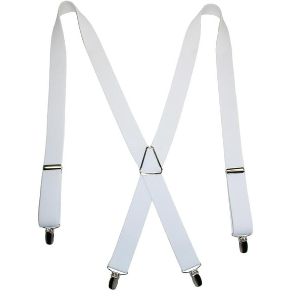CTM  Elastic X-Back Suspenders with Silver Hardware (Men)