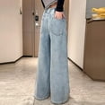 thumbnail image 5 of Cute Jeans for Teen Girls Y2𝐊 Heart Patchwork High Waisted Straight Leg Baggy Jeans Wide Leg Denim Pants Preppy Clothes, 5 of 9