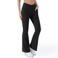 thumbnail image 2 of Hessimy Women's Crossover Flare Leggings High Waisted Tummy Control Wide Leg Yoga Pants（Z01-Black,L）, 2 of 8