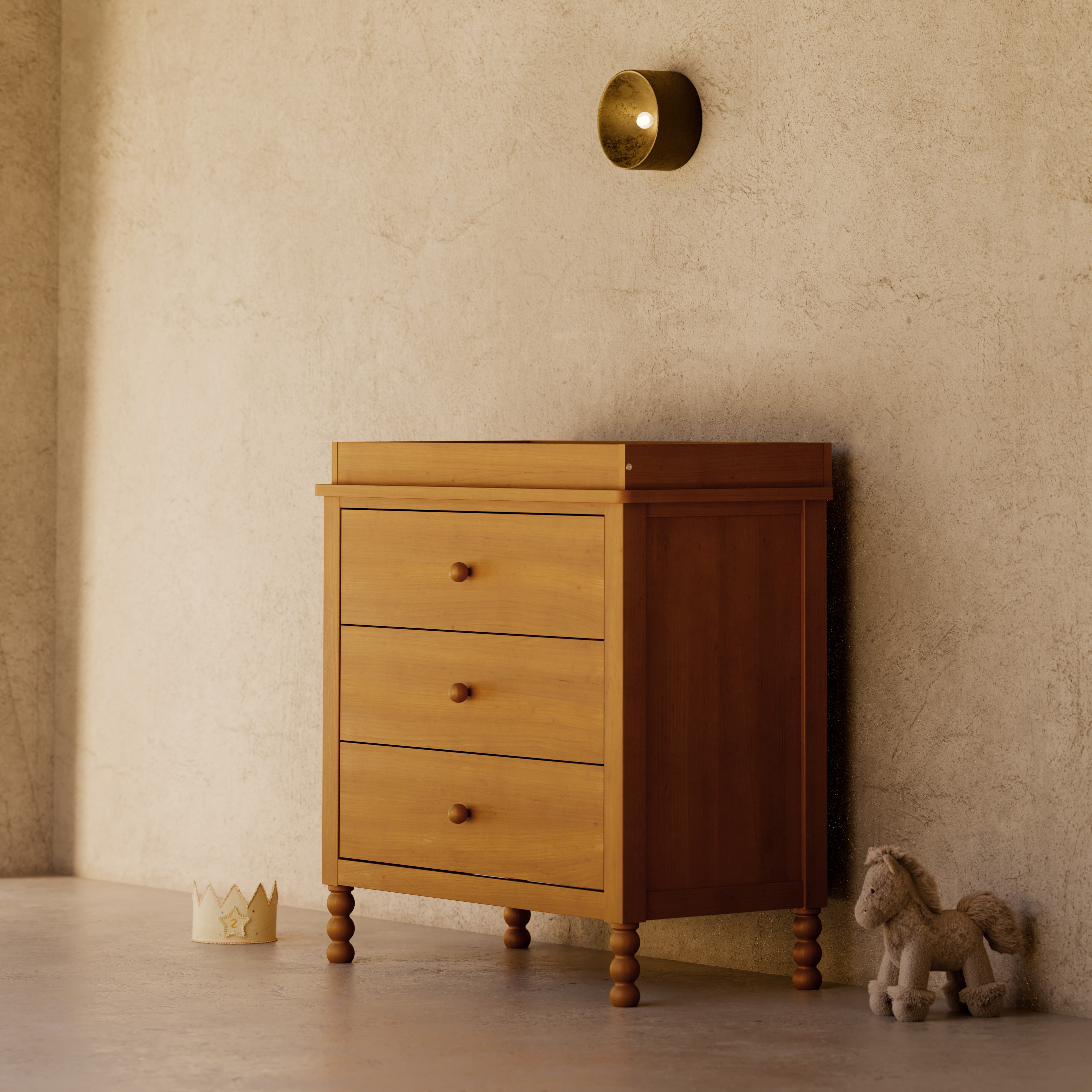 Art of Nursery by Storkcraft Rio 3 Drawer Chest with Removable Infant Changing Topper, Almond