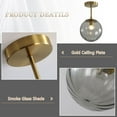 thumbnail image 3 of KCO Lighting Gold Globe Flush Mount Ceiling Light 1-Light Vintage Smoke Gray Glass Ceiling Light Mid Century Small Hallway Ceiling Light Fixtures, 3 of 7