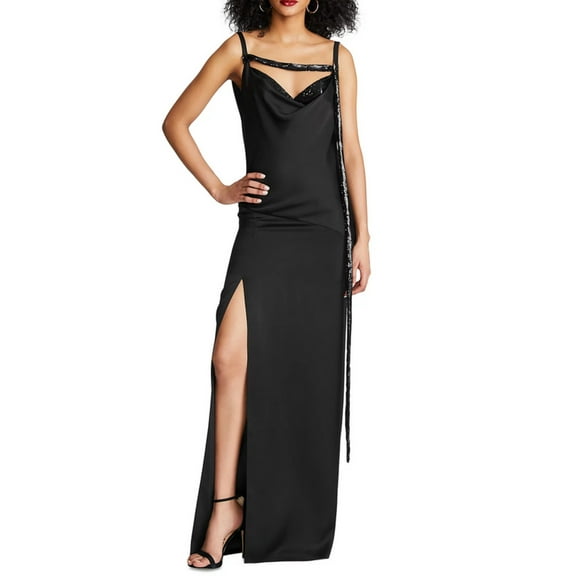 Halston womens Nomi Gown, 4, Black