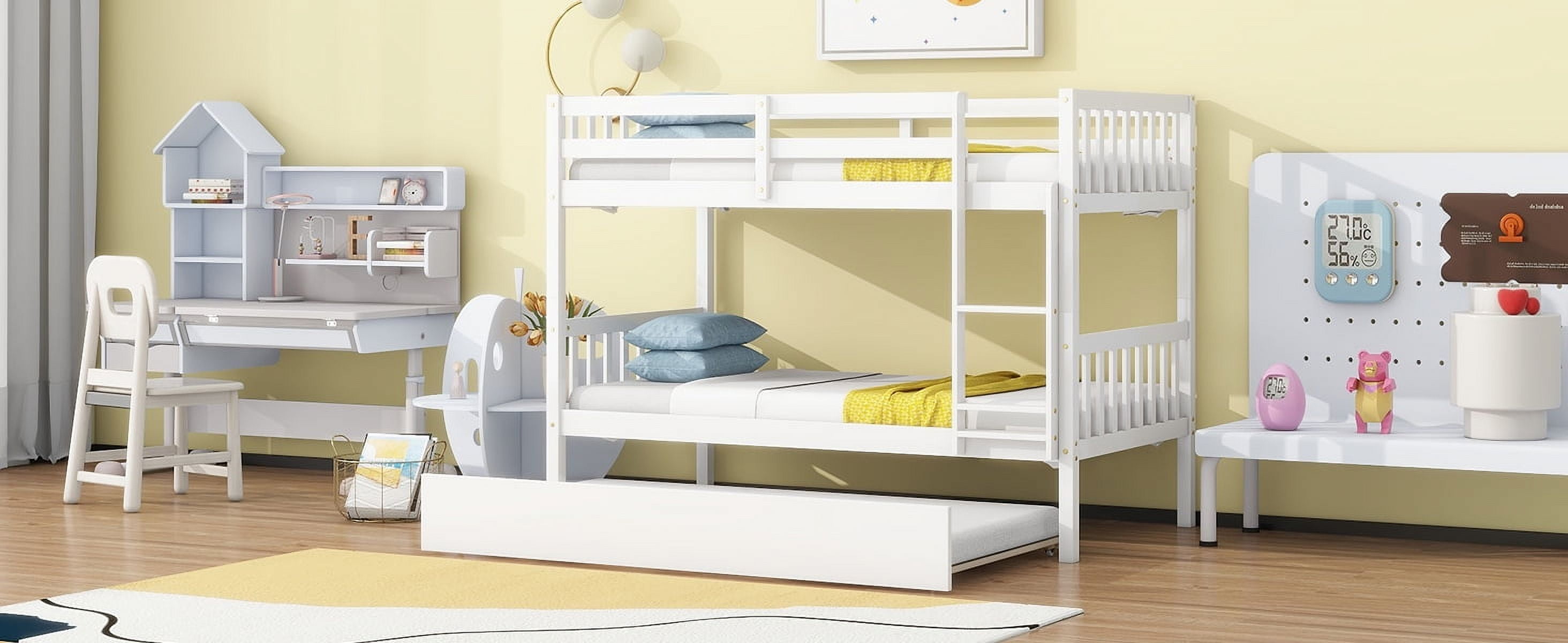 Sailvan Bunk Bed Twin Over Twin,Convertible into Two Twin Size Beds, with Ladder and Safety Guardrails,Rubber Wood