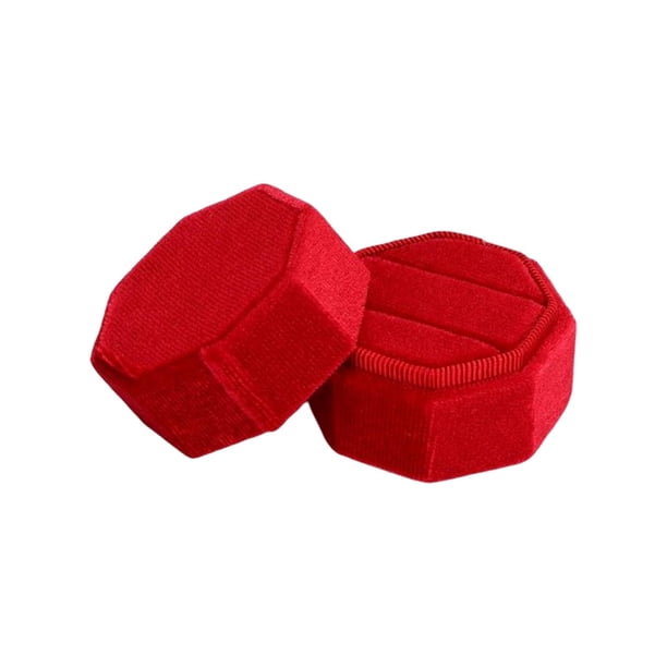 Caja de anillo Zulema organizador de franela joyero de compromiso Rojo