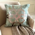 thumbnail image 3 of Euro Pillows, Teal Blue 26"x26" (65x65 cm) Euro Shams, Velvet Greek & Applique & Foil Euro Pillowcases, Geometric Pattern, Modern Style - Greek Brizo, 3 of 10