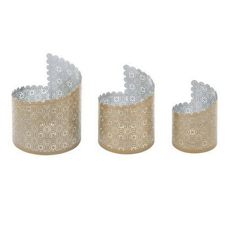 Elements Set of 3 Gold Metal Laser Cut Punch Luminaries