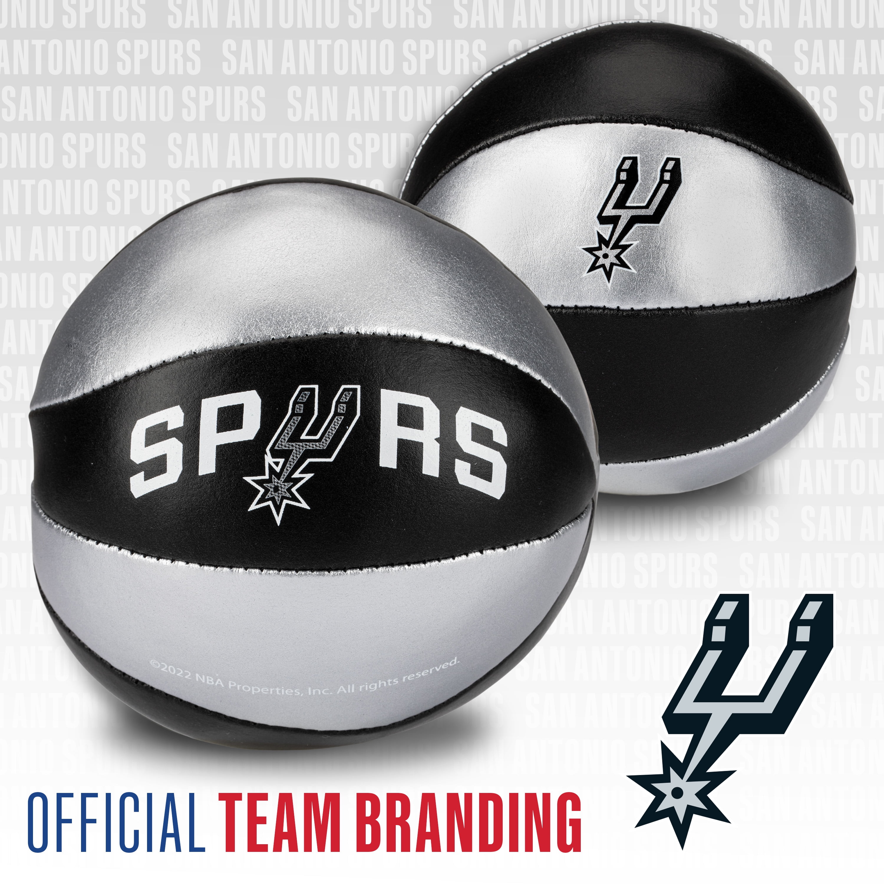 Franklin Sports NBA San Antonio Spurs Toy Basketballs - 2 Pack of Kids Soft Mini Basketballs for Over the Door + Indoor Hoops - NBA Fan Shop Kids Soft Toy Basketballs - (2) Mini Balls Included
