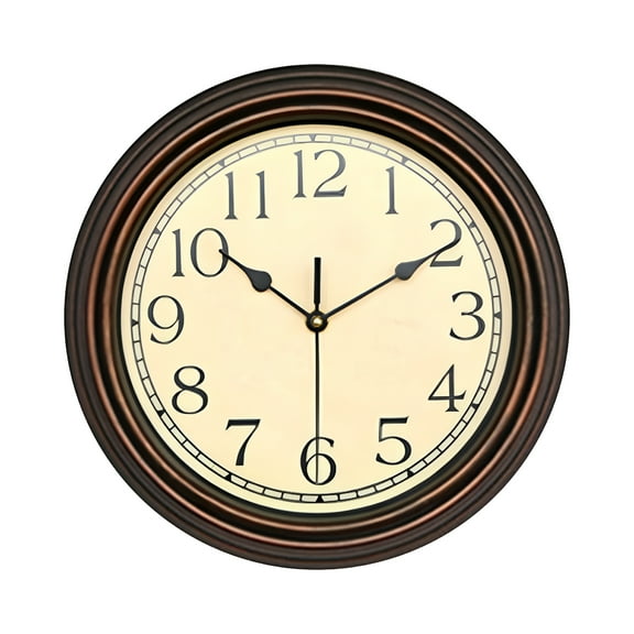 LAMIRO Retro Silent Non Ticking Round Classic Clock Quartz Decorative Battery Operated Wall Clock for Living Room Kitchen Home Office 12" Clock （Khaki）