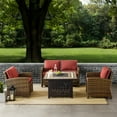 thumbnail image 4 of Crosley Furniture Bradenton 4 Piece Patio Fabric Fire Pit Sofa Set in Brown/Red, 4 of 19