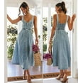 thumbnail image 2 of utcoco Denim Dress for Women Sleeveless Button Down Slim Fit Midi Jean Dresses, 2 of 4