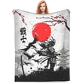 thumbnail image 4 of Japanese Blanket Cherry Blossom Throw Blankets Black and White Japen Stuff Gifts for Men Women Boys Girls Adults Fleece Flannel Blanket Plush Bedding for Couch Sofa Bed Room Decor 40"X50", 4 of 6