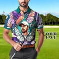 thumbnail image 3 of Custom Face Men’s Golf Polo Shirt – Spring Butterfly Mirage Art Personalized Gift for Him, 3 of 10
