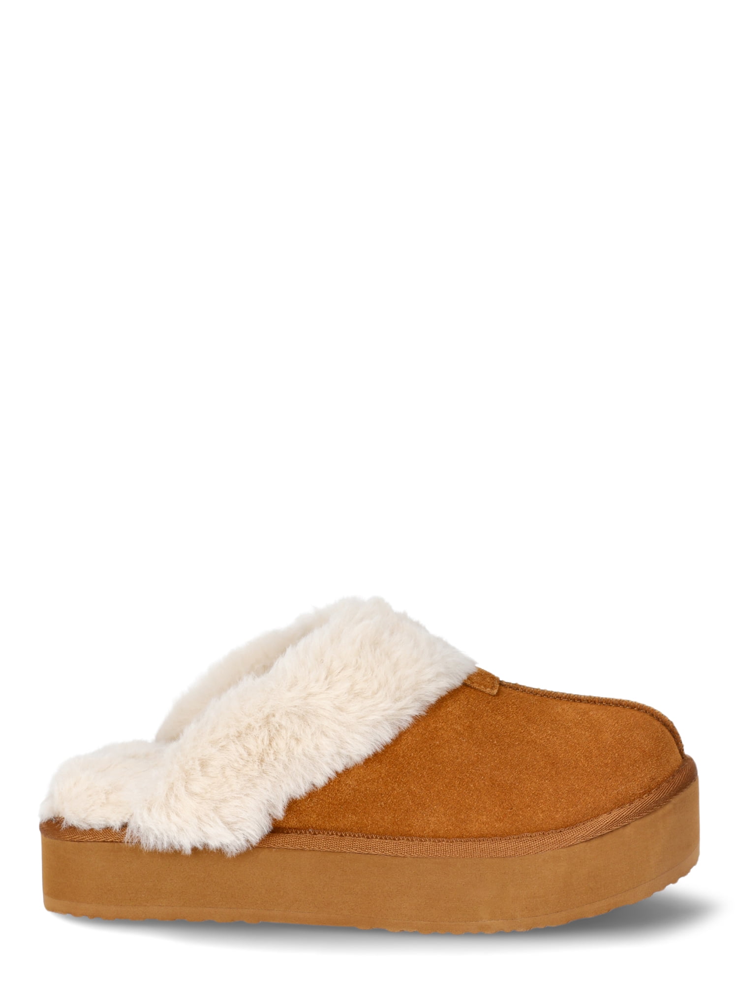 Joyspun Women's Faux Suede Platform Clog Slippers