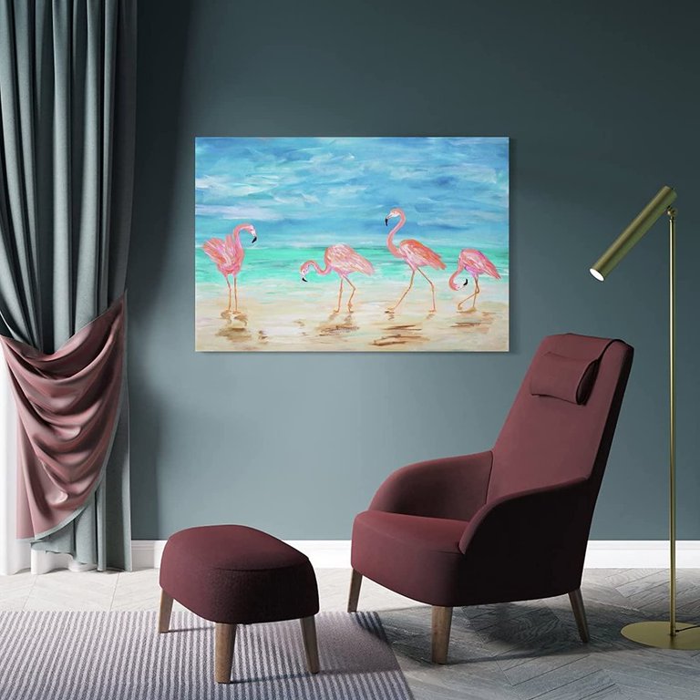 Awkward Styles Tropical Canvas Print Artwork for the Office I Love  Flamingos Beach House Decor Flamingo Love Wooden Canvas Art Colorful  Flamingos Wall Decor New Home Gifts Cute Nursery Room Decor 