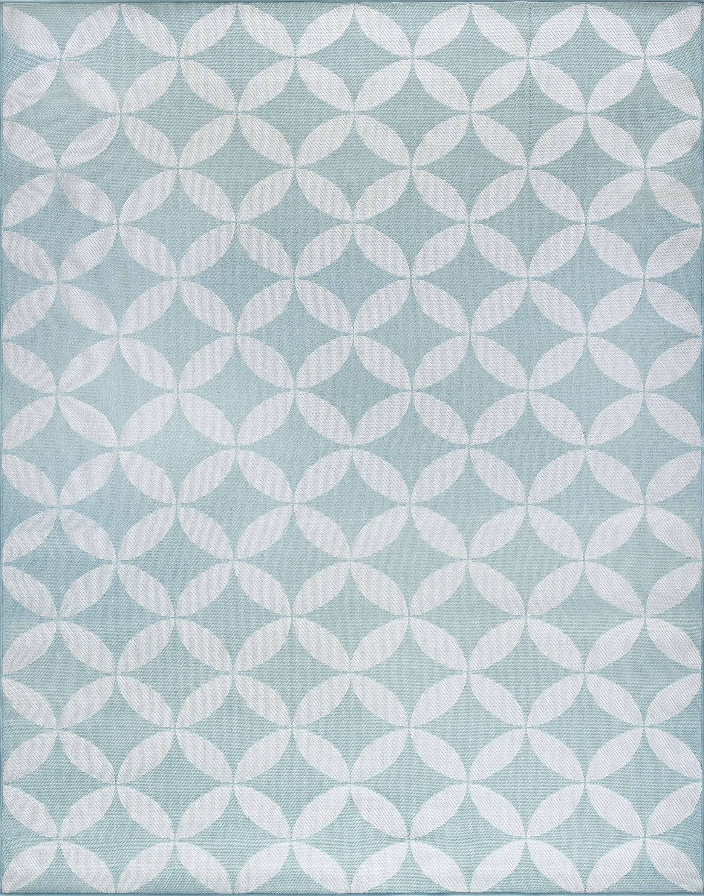 Bliss Rugs Geometric Indoor Outdoor Area Rug for Patio, Porch, Garden | Aqua, 5' x 6'11''