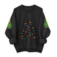 thumbnail image 4 of Chandails d'Automne Grande Taille pour Femmes Chandails de Noël pour Femmes Tête de Cerf Imprimée Col Rond Manches Longues Sweat à Capuche Amusant Noir TTG, 4 of 5