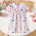 thumbnail image 2 of Zshosam Robe Tout-Petit Fille Tout-Petit Robe Bébé Fille Vêtements de Rentrée Manches Courtes Robes Smockées Taille 1T 2T,(Blanc 1-2 Ans), 2 of 7