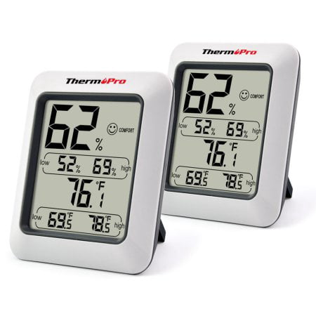 2 pack, ThermoPro TP50 Indoor thermometer Humidity Monitor Weather Station with Temperature Gauge Humidity Meter