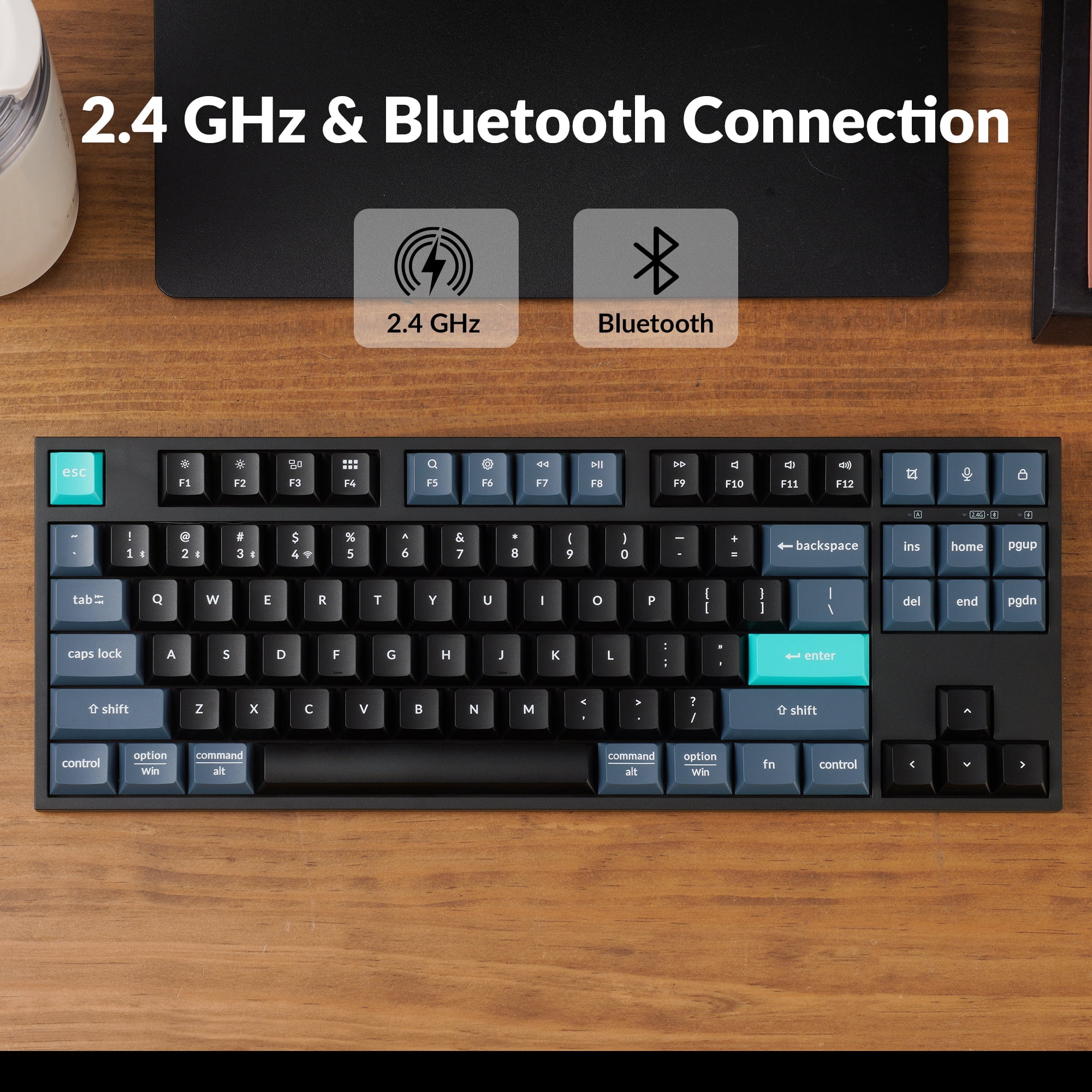 Keychron B33 80% TKL Wireless Silent Keyboard, 2.4G/Bluetooth/Wired, for MacOS/Windows/Linux/, Black
