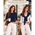 thumbnail image 5 of QUALFORT Women’s 100% Cotton Pullover Sweater, Crew Neck Long Sleeve Lightweight Sweater for Women, Soft Classic Knit Top, Navy XL, 5 of 7