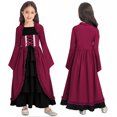 thumbnail image 6 of iiniim Big Girls Medieval Princess Dress Renaissance Gothic Vampire Queen Bell Long Sleeve Party Gown Mahogany 10, 6 of 7