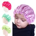 thumbnail image 2 of Solid Color Kids Adjustable Reversible Night Sleep Bonnet Shower Hair Care Cap, 2 of 10