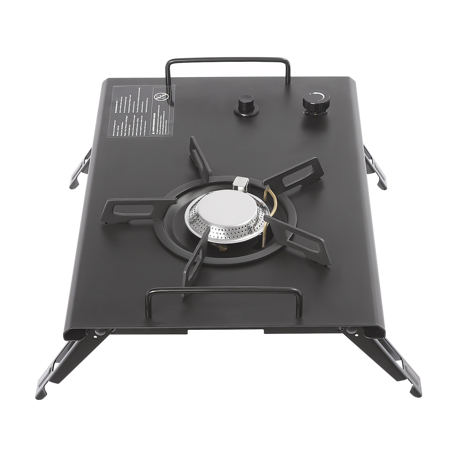 Portable Folding Outdoor Gas Stove, Camping Burner Cooker with Electronic Ignition, Outdoor Camping Cooking Stove for Camping, Hiking or Exploring (Black)