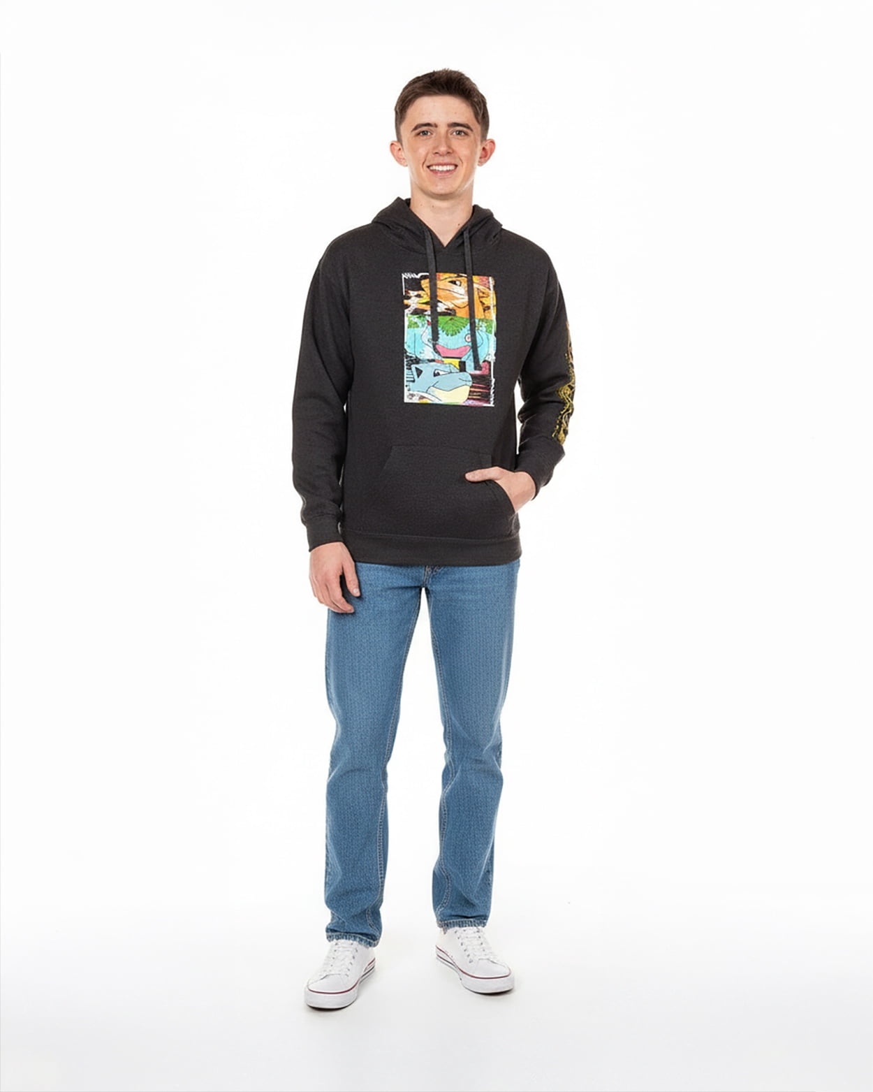 Pokemon Men's Distortion Box Charizard Venusaur Blastoise Hooded Sweatshirt Pullover Hoodie