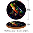 thumbnail image 3 of Frog 6PCS Round Coasters, Microfiber Leather Drink Coasters, 11x11 cm/4.3x4.3 in, Set of 6 Mats for Drinks, Coasters for Cups and Mugs, 3 of 6