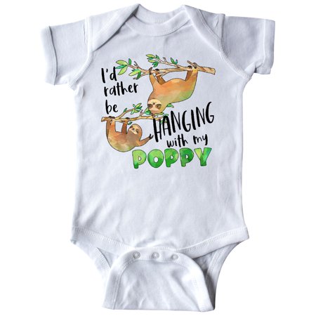 

Inktastic Id Rather Be Hanging with my Poppy- Cute Sloths Gift Baby Boy or Baby Girl Bodysuit