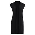 Women Solid Color Sleeveless Long Vest Cardigan