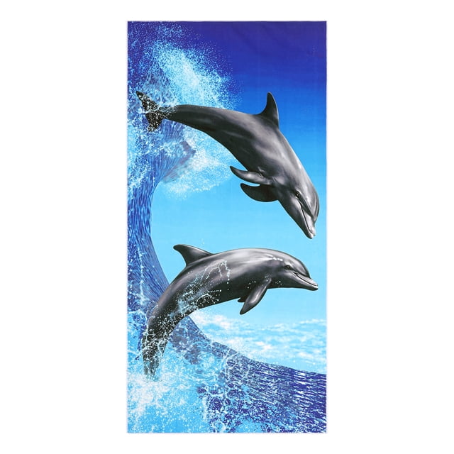Toalla de playa oversized REGALWOVEN, toallas de piscina de secado rápido y ligeras para viajes, deportes, camping, patrón de delfín 28" x 56"