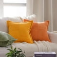 thumbnail image 5 of Topfinel Spring/Summer Wide Side Pillowcase with Stripe Splicing, Super Soft Corduroy Sofa Pillowcase Decorative Textured Pillow, Modern Boho Sham Square Cushion Covers, Yellow, 16x16 inch, Set of 2, 5 of 11