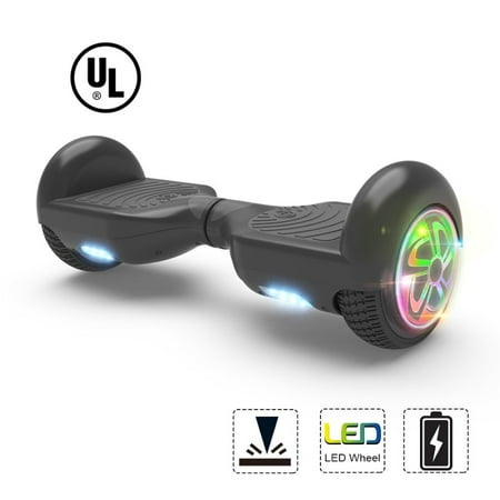 Hoverboard UL2272 Certified LED Flash Wheel 6.5" Two Wheel Self Balancing Scooter (Black)