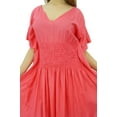 thumbnail image 3 of Bimba Women Short Rayon Kaftan Kimono Sleeve Smocket Waist Summer Beach Coverup, 3 of 9